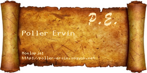 Poller Ervin névjegykártya